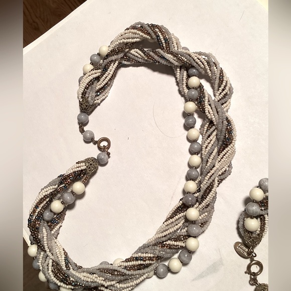 Vintage Haskell multi strand glass bead & seed bead necklace & bracelet demi set - Picture 7 of 15